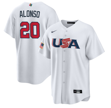 USA #20 Pete Alonso 2023 White World Classic Stitched Jersey