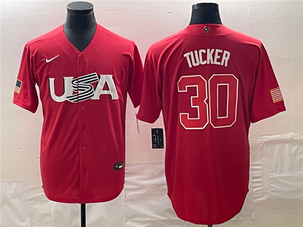 USA #30 Kyle Tucker 2023 Red World Classic Stitched Jersey