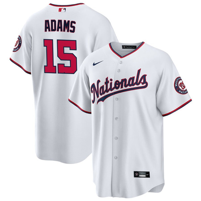Washington Nationals #15 Riley Adams White Cool Base Stitched Jersey