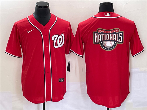 Washington Nationals Red Big Logo In Back Stitched Jersey