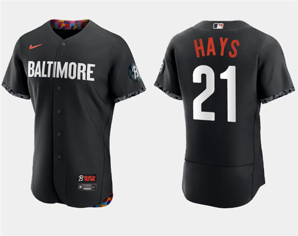 Baltimore Orioles #21 Austin Hays Black 2023 City Connect Flex Base Stitched Jersey