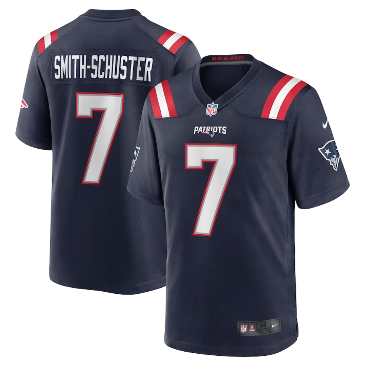 New England Patriots #7 JuJu Smith-Schuster Navy Stitched Game Jersey