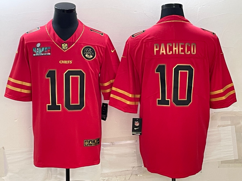  Kansas City Chiefs #10 Isiah Pacheco Red Gold Super Bowl LVII Patch Vapor Untouchable Limited Stitched Jersey