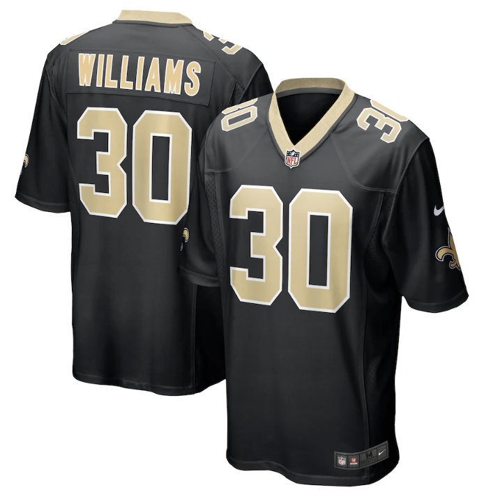 New Orleans Saints #30 Jamaal Williams Black Stitched Game Jersey