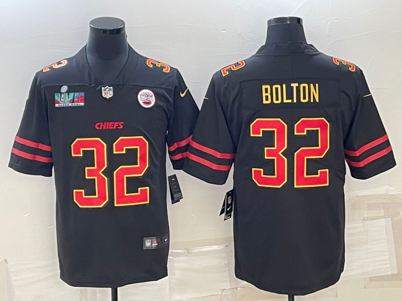  Kansas City Chiefs #32 Nick Bolton Black Red Gold Super Bowl LVII Patch Vapor Untouchable Limited Stitched Jersey