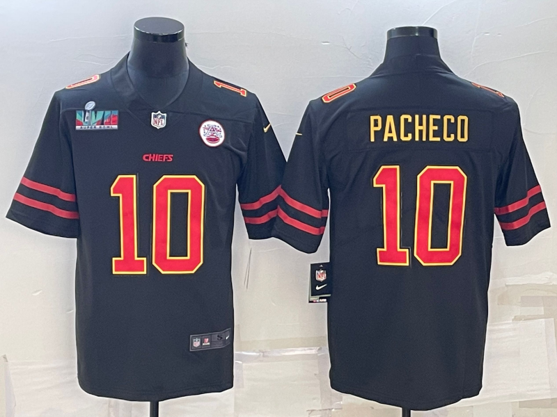  Kansas City Chiefs #10 Isiah Pacheco Black Red Gold Super Bowl LVII Patch Vapor Untouchable Limited Stitched Jersey