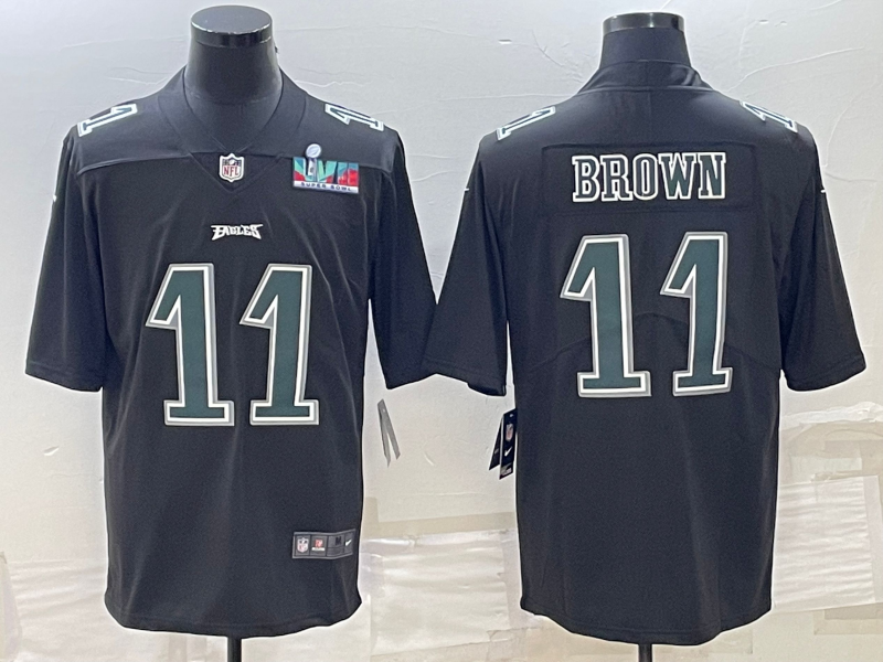 Philadelphia Eagles #11 A.J. Brown Black Green Super Bowl LVII Patch Vapor Untouchable Limited Stitched Jersey