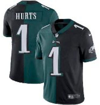 Philadelphia Eagles #1 Jalen Hurts Black Green Split Limited Stitched Jersey