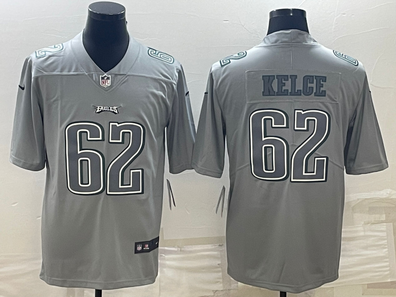 Philadelphia Eagles #62 Jason Kelce Gray Atmosphere Fashion Stitched Jersey