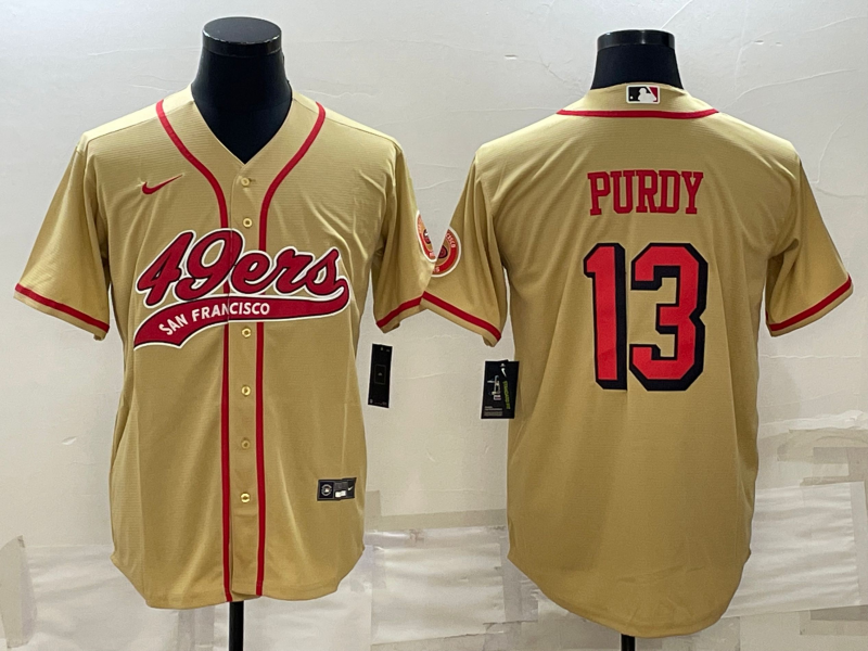 San Francisco 49ers #13 Brock Purdy New Gold With Patch Cool Base Stitched Baseball Jersey