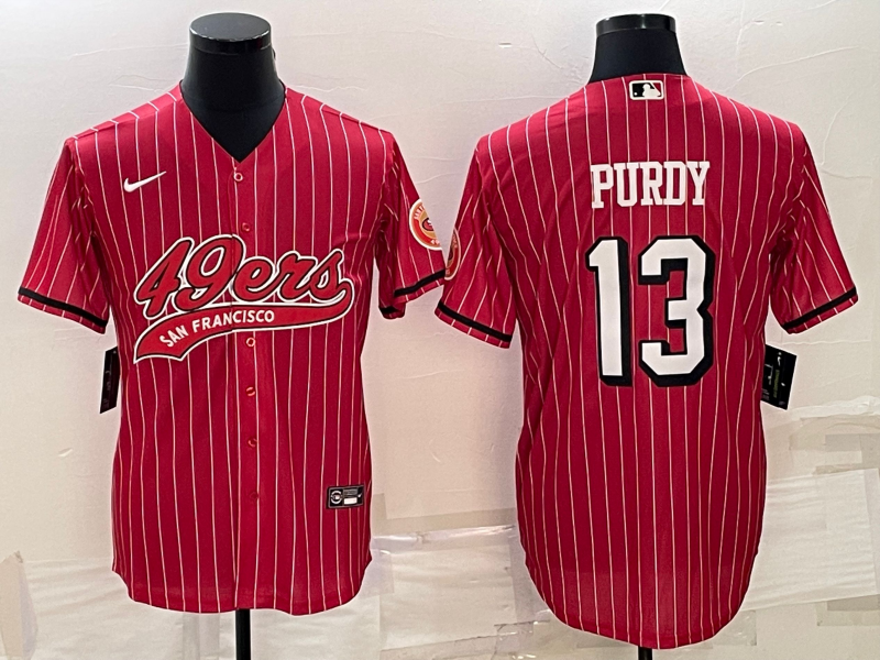San Francisco 49ers #13 Brock Purdy Red With Patch Cool Base Stitched Baseball Jersey