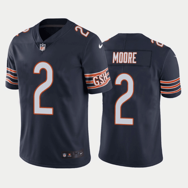 Chicago Bears #2 D.J. Moore Navy Vapor Untouchable Stitched Jersey