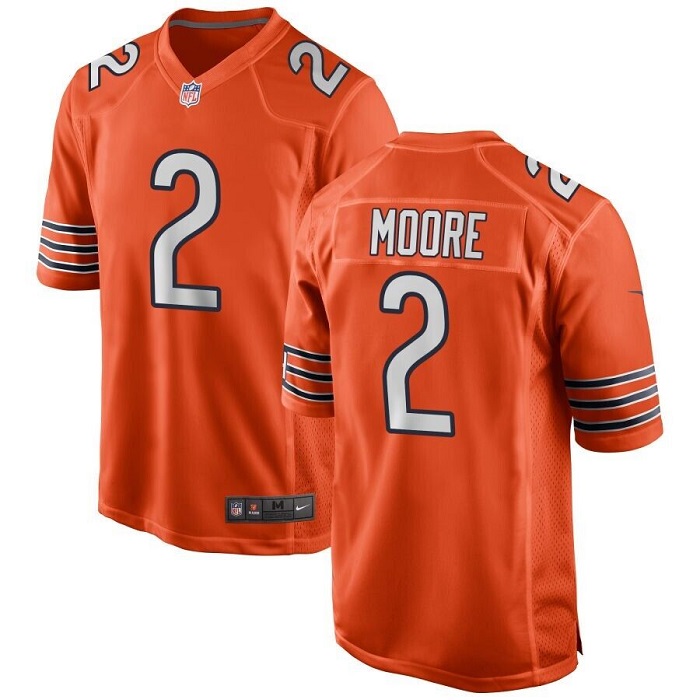 Chicago Bears #2 D.J. Moore Orange Stitched Game Jersey
