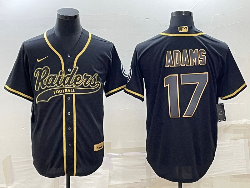 Las Vegas Raiders #17 Davante Adams Black Gold With Patch Cool Base Stitched Baseball Jersey