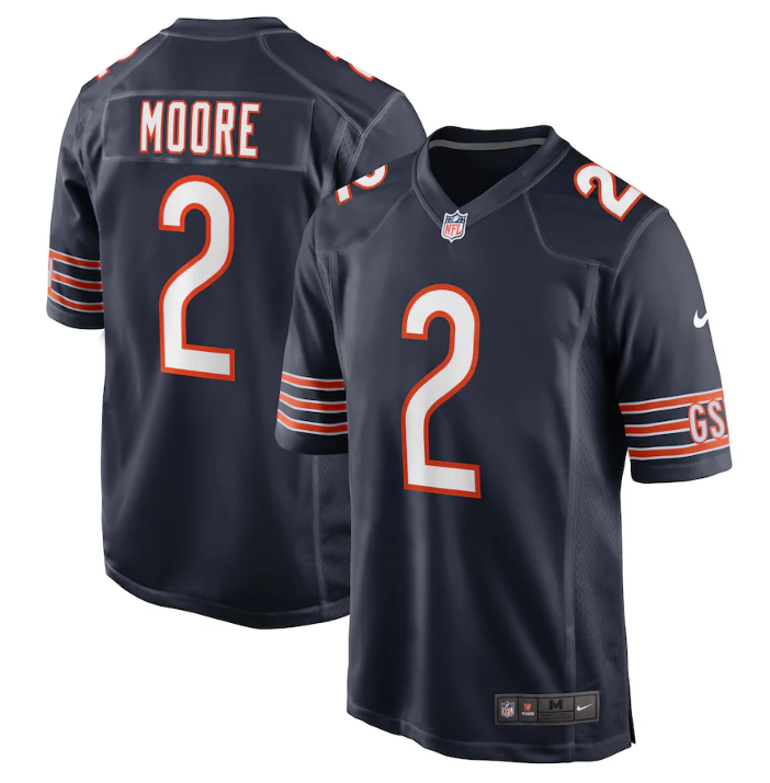 Chicago Bears #2 D.J. Moore Navy Stitched Game Jersey