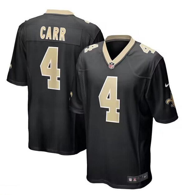 New Orleans Saints #4 Derek Carr Black Stitched Game Jersey