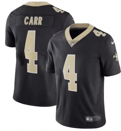 New Orleans Saints #4 Derek Carr Black Vapor Limited Stitched Jersey