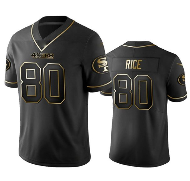 San Francisco 49ers #80 Jerry Rice Black Gold Stitched Jersey