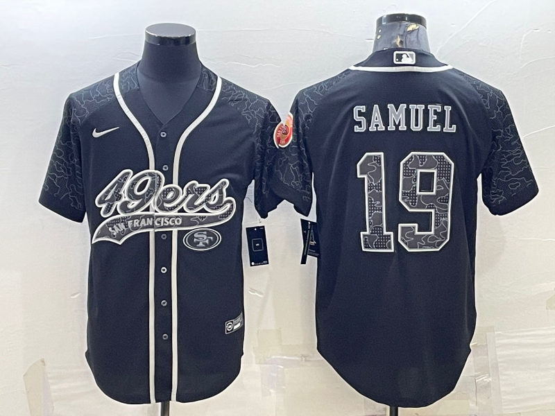 San Francisco 49ers #19 Deebo Samuel Black Reflective With Patch Cool Base Stitched Baseball Jersey