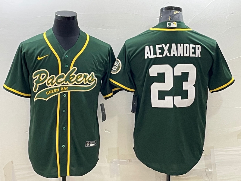 Green Bay Packers #23 Jaire Alexander Green With Patch Cool Base Stitched Baseball Jersey