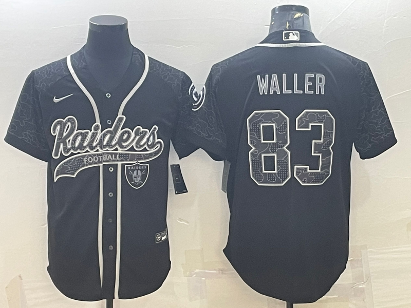 Las Vegas Raiders #83 Darren Waller Black Reflective With Patch Cool Base Stitched Baseball Jersey