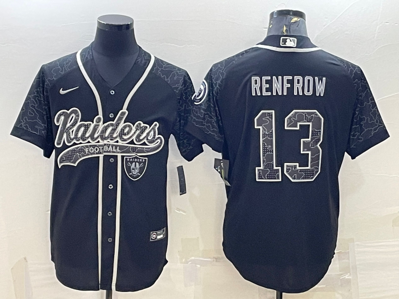 Las Vegas Raiders #13 Hunter Renfrow Black Reflective With Patch Cool Base Stitched Baseball Jersey