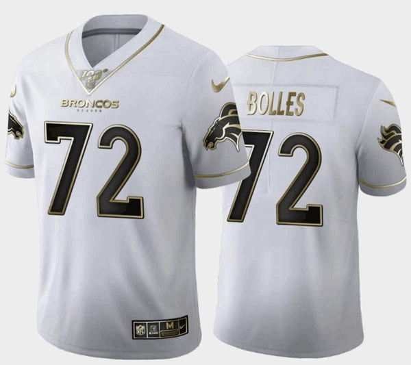 Denver Broncos #72 Garett Bolles White Gold 100th Season Limited Stitched Jersey