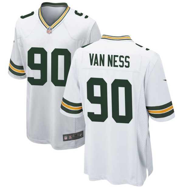 Green Bay Packers #90 Lukas Van Ness White Stitched Game Jersey