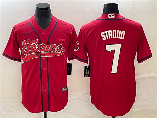 Houston Texans #7 C.J. Stroud Red With Patch Cool Base Stitched Jersey
