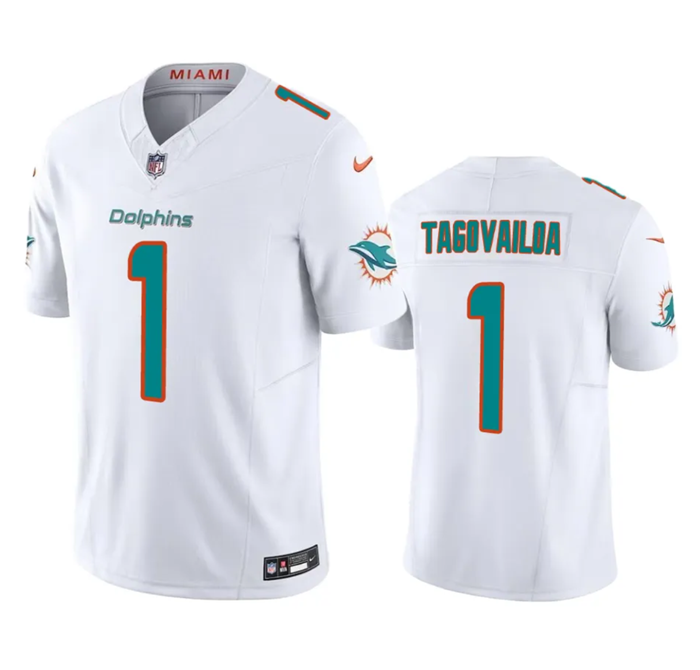 Miami Dolphins #1 Tua Tagovailoa White 2023 F.U.S.E Vapor Limited Stitched Jersey