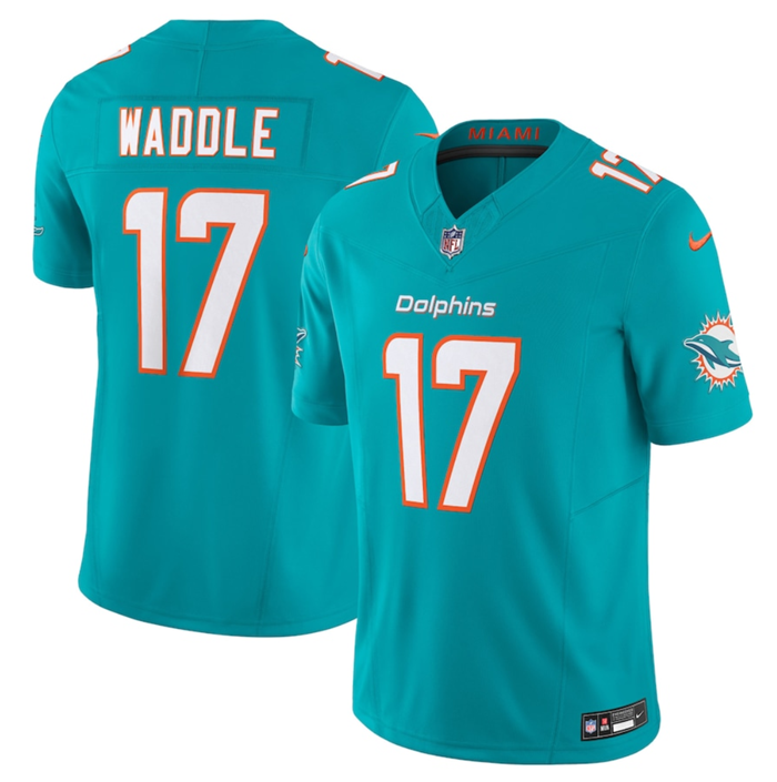 Miami Dolphins #17 Jaylen Waddle Aqua 2023 F.U.S.E Vapor Limited Stitched Jersey