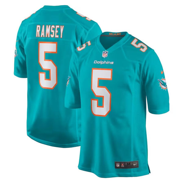 Miami Dolphins #5 Jalen Ramsey Aqua Stitched Game Jersey