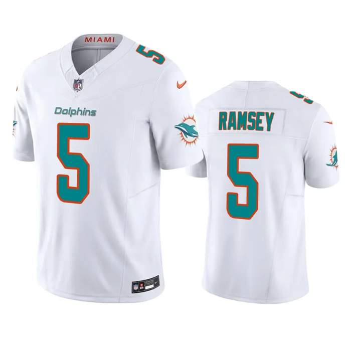 Miami Dolphins #5 Jalen Ramsey White 2023 F.U.S.E Vapor Limited Stitched Jersey