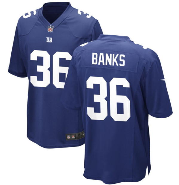 New York Giants #36 Deonte Banks Blue 2023 Draft Stitched Game Jersey