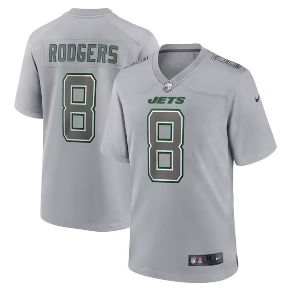 New York Jets #8 Aaron Rodgers Grey Atmosphere Fashion Stitched Jersey