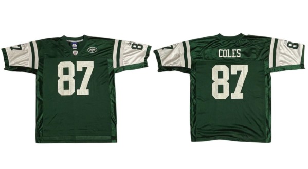 New York Jets #87 Laveranues Coles Green Stitched Jersey