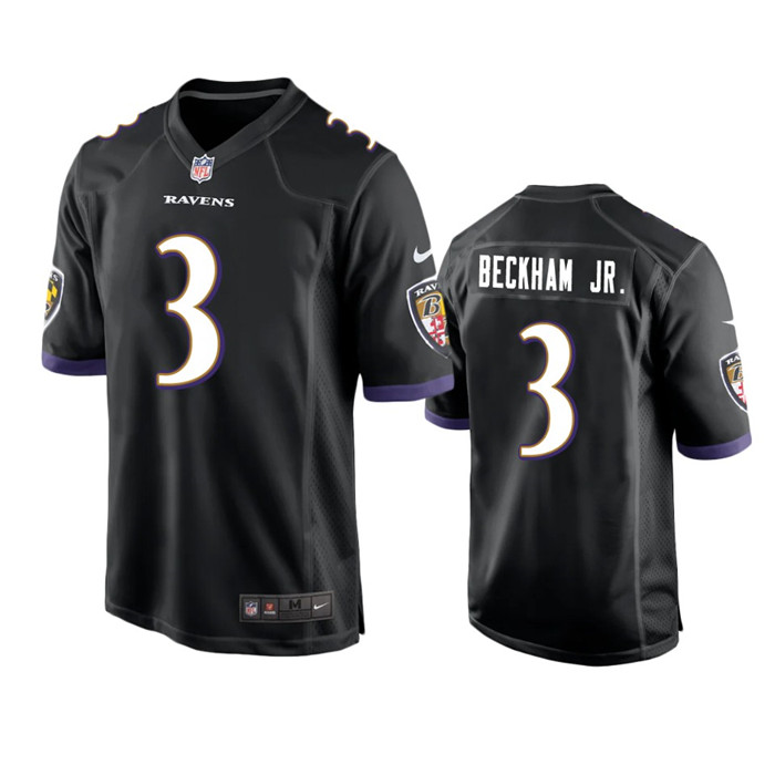 Baltimore Ravens #3 Odell Beckham Jr. Black Game Jersey