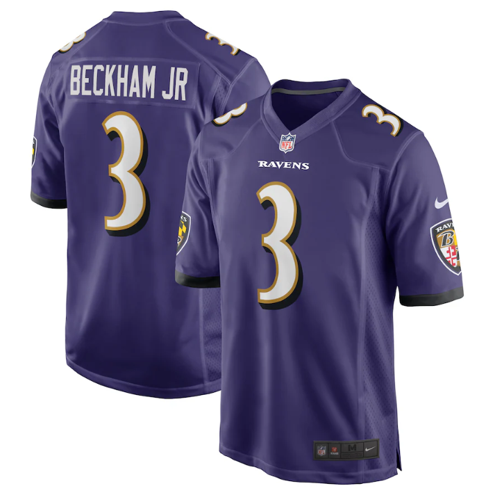 Baltimore Ravens #3 Odell Beckham Jr. Purple Game Jersey