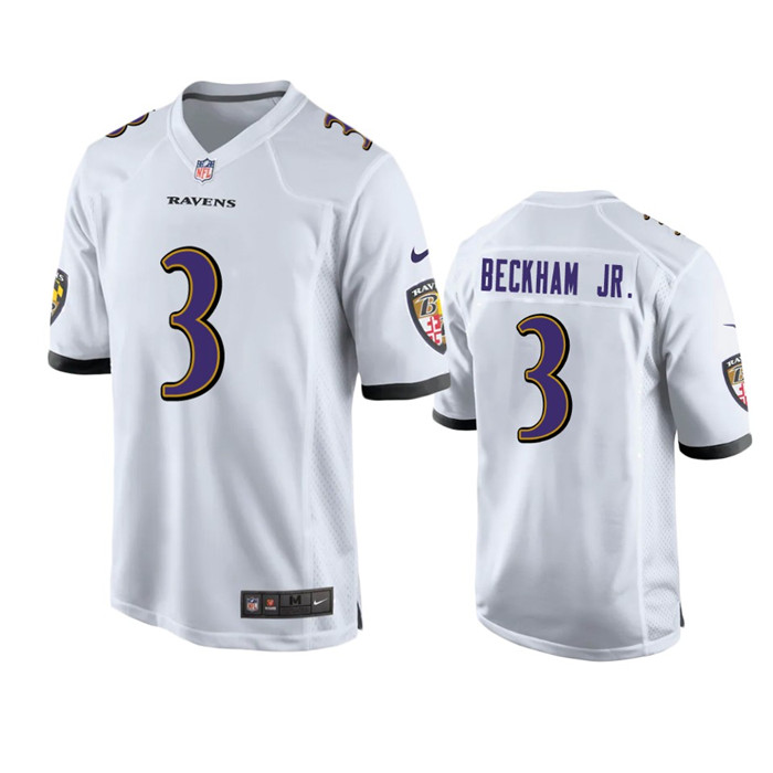 Baltimore Ravens #3 Odell Beckham Jr. White Game Jersey