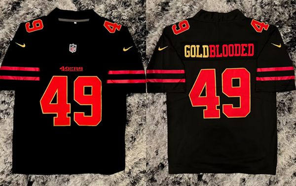 San Francisco 49ers #49 Gold Blooded Black Stitched Jersey