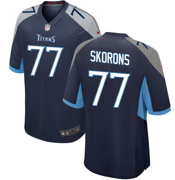 Tennessee Titans #77 Peter Skoronski Navy 2023 Draft Stitched Game Jersey