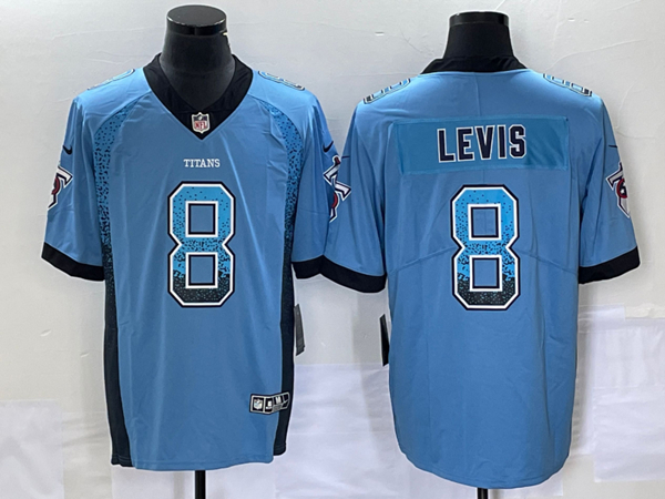 Tennessee Titans #8 Will Levis Blue Drift Fashion Color Rush Limited Stitched Jersey