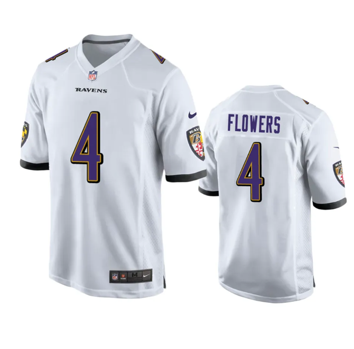 Baltimore Ravens #4 Zay Flowers White Game Jersey
