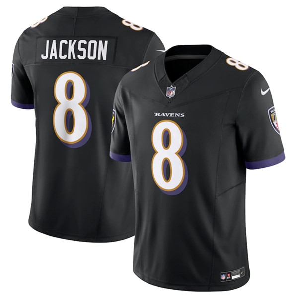 Baltimore Ravens #8 Lamar Jackson Black 2023 F.U.S.E Vapor Jersey