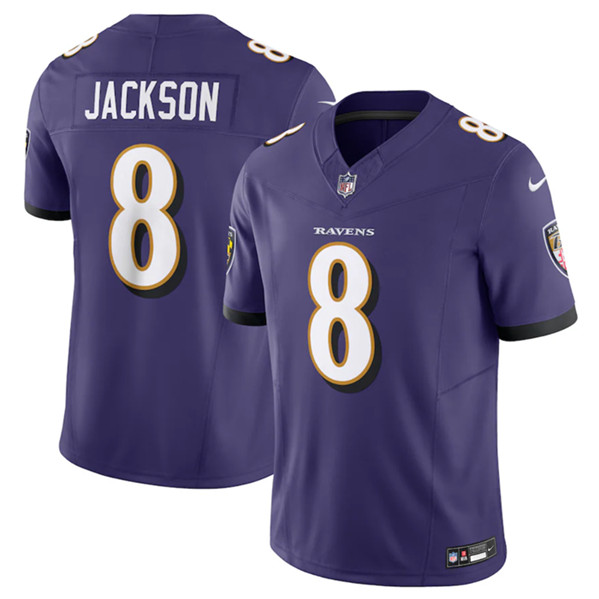 Baltimore Ravens #8 Lamar Jackson Purple 2023 F.U.S.E Vapor Jersey