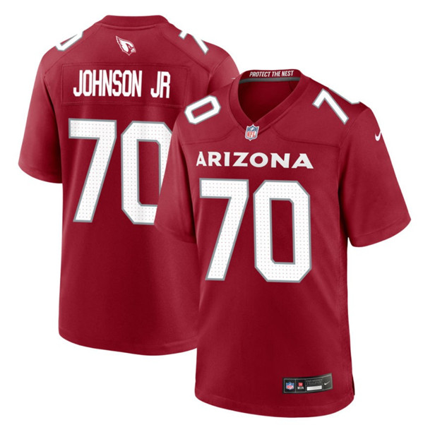 Arizona Cardinals #70 Paris Johnson Jr Red 2023 Draft Stitched Game Jersey