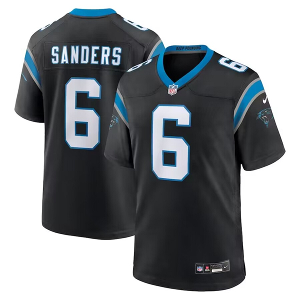Carolina Panthers #6 Miles Sanders Black Stitched Game Jersey