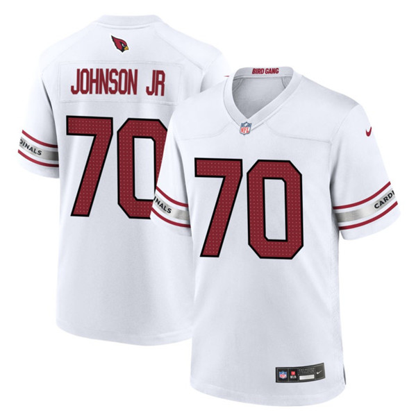 Arizona Cardinals #70 Paris Johnson Jr White 2023 Draft Stitched Game Jersey