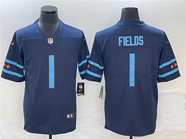 Chicago Bears #1 Justin Fields Navy 2019 City Edition Limited Stitched Jersey