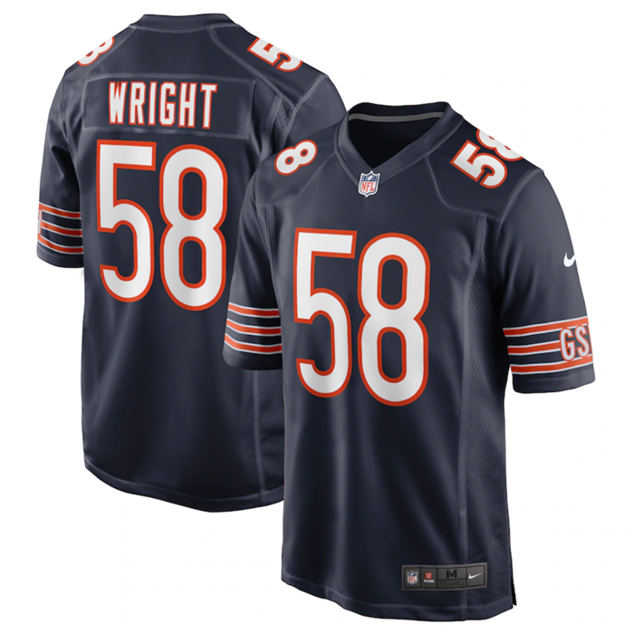 Chicago Bears #58 Darnell Wright Navy Stitched Game Jersey